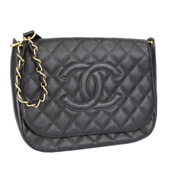 Chanel Chain Shoulder Bag Caviar Skin Cocomark Flap Black - Picture 2 of 3